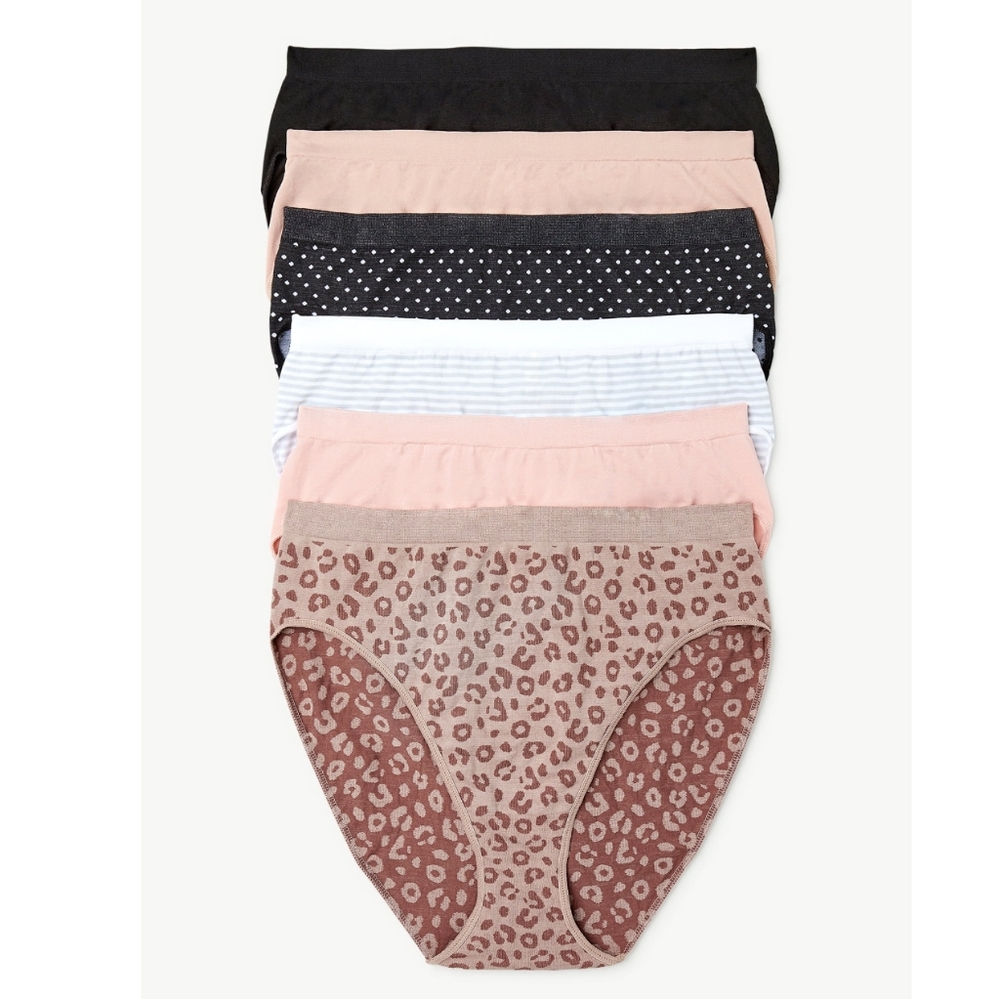 Joyspun Women's Seamless Hi Cut brief Panties, 6-Pack,